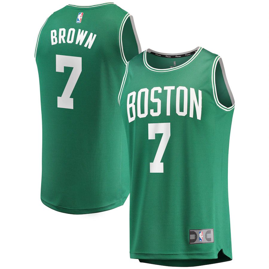 Men Boston Celtics 7 Jaylen Brown Fanatics Branded Green Fast Break Replica Player NBA Jersey